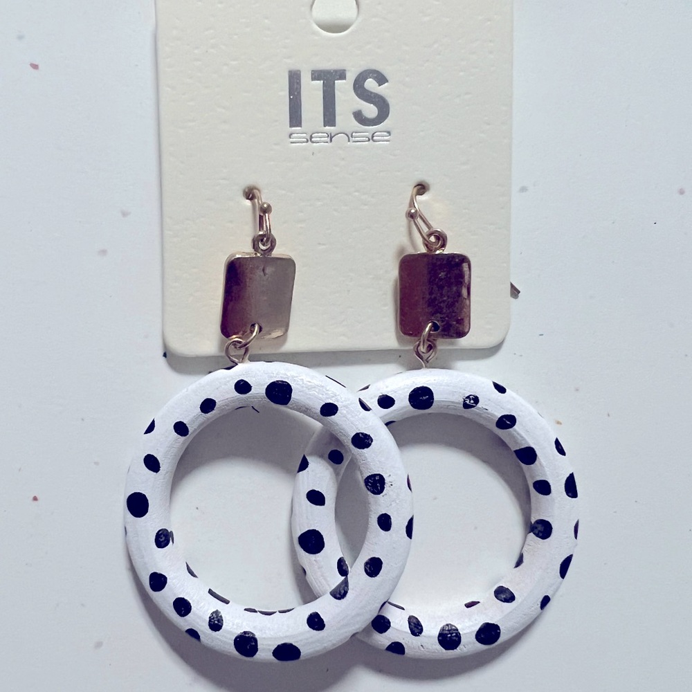 Dalmatian Print/Gold Drop Earrings